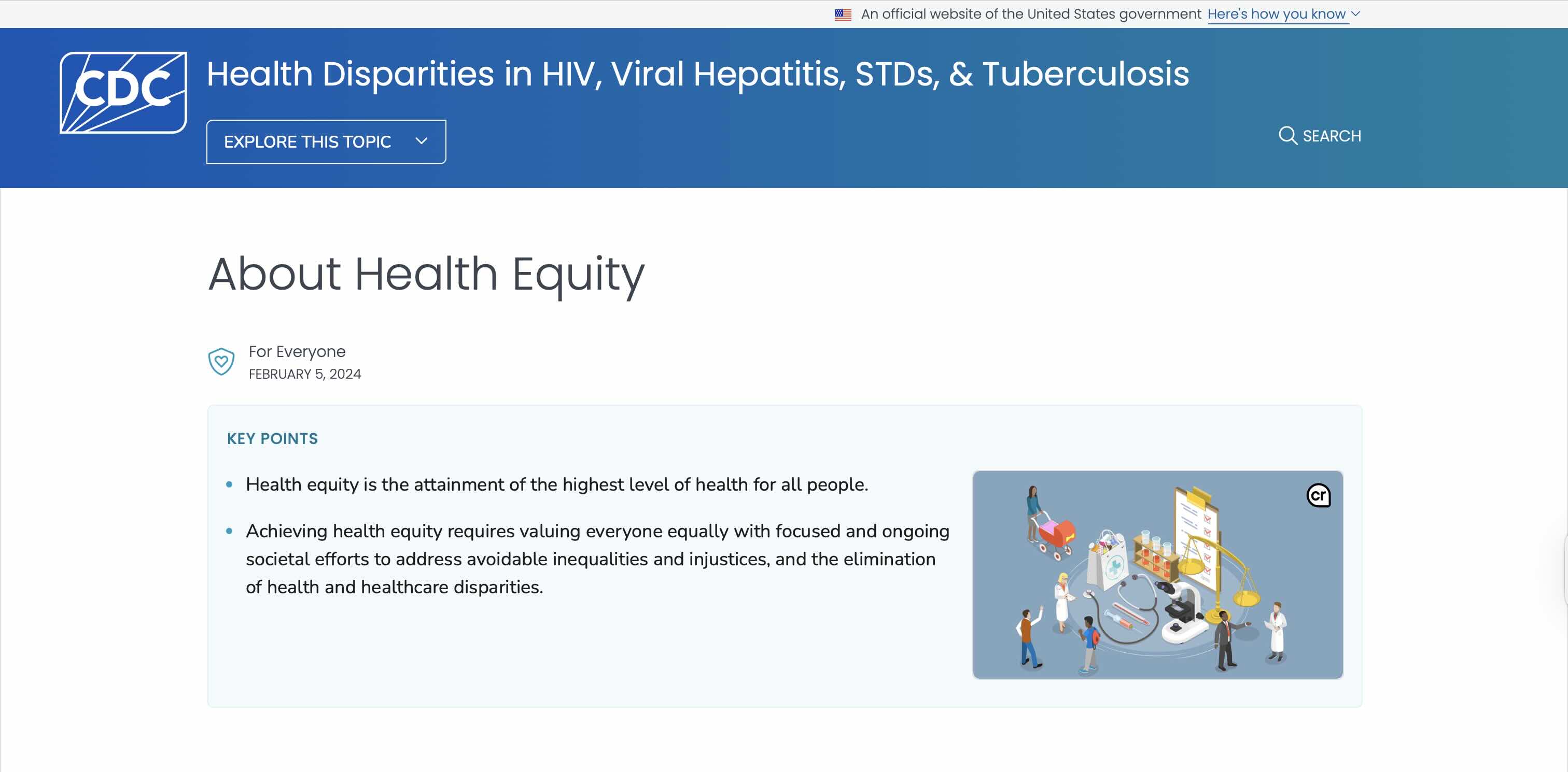 Screen capture of About Health Equity?