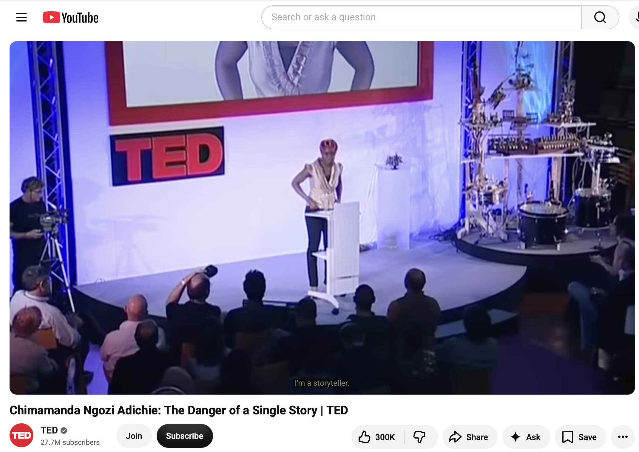 Screenshot of Chimamanda Ngozi Adichie: The Danger of a Single Story