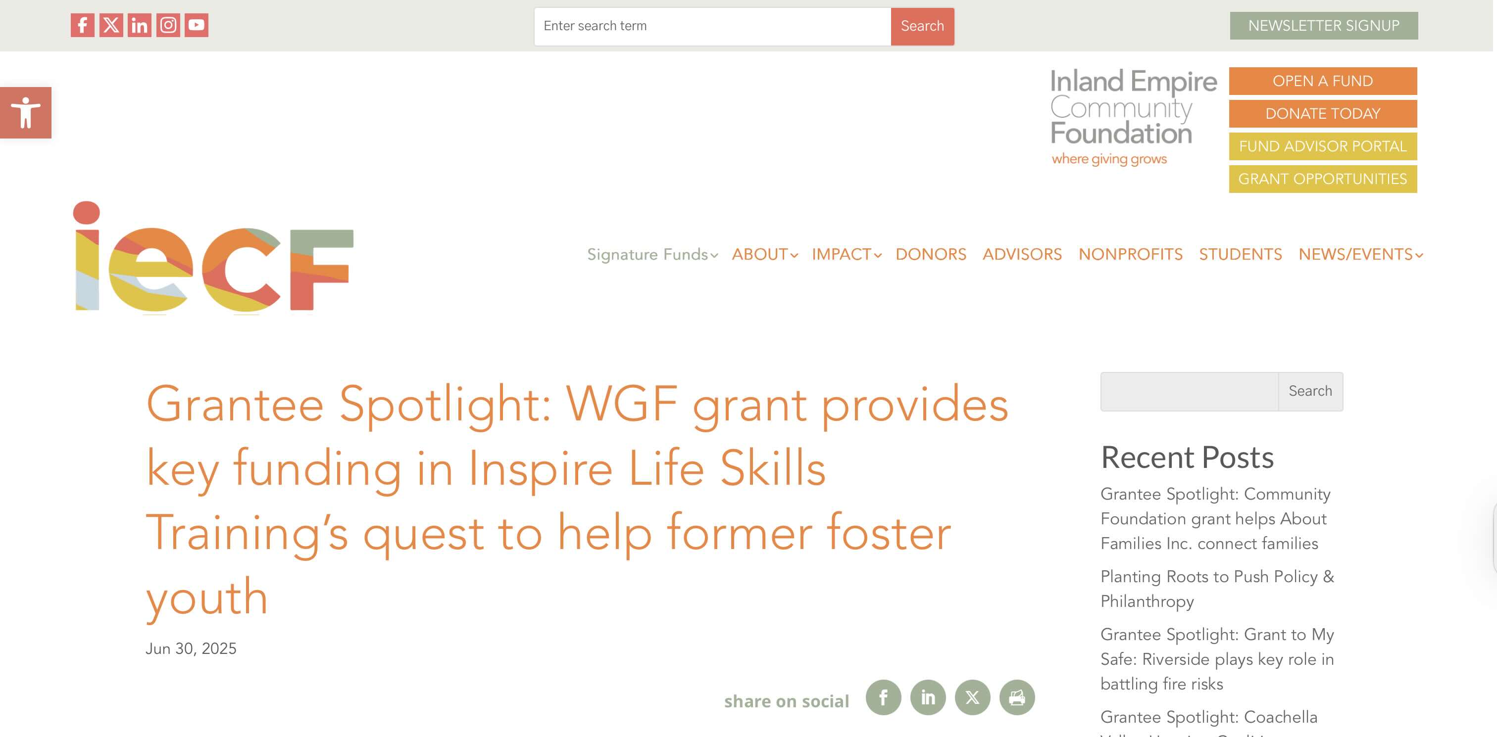 Screenshot of Grantee Spotlight: Inspire Life Skills Training