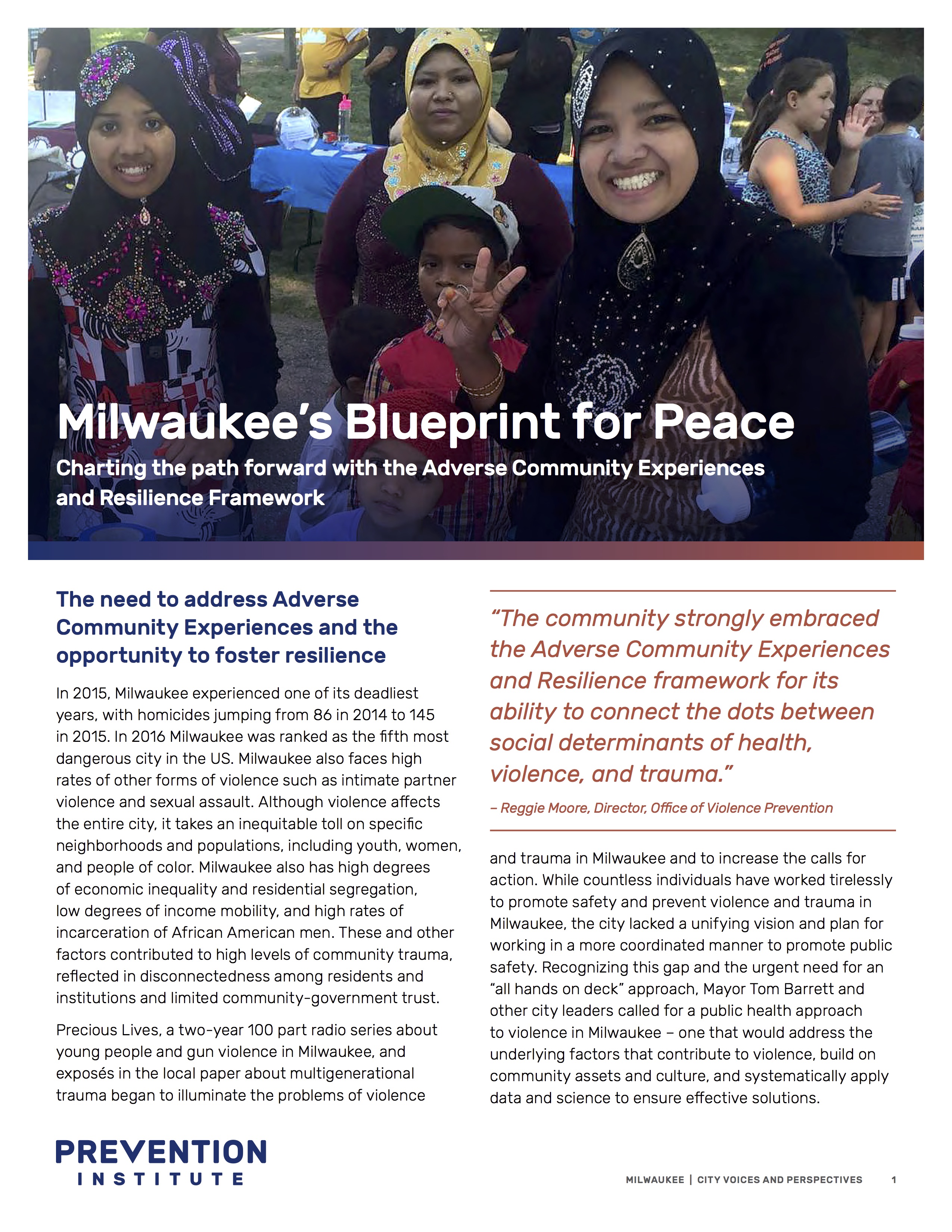 Cover page of Milwaukee Blueprint for Peace