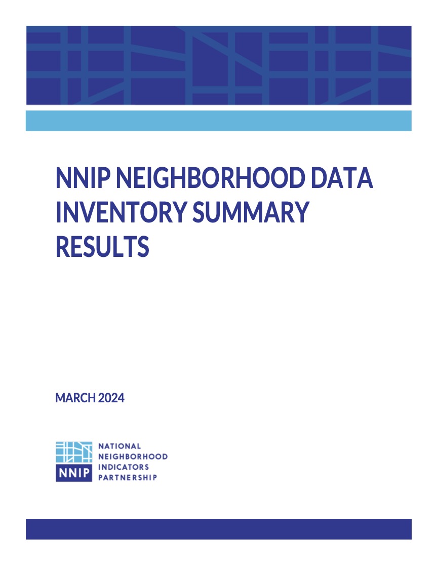 Cover page of NNIP Data Inventory Summary Results report