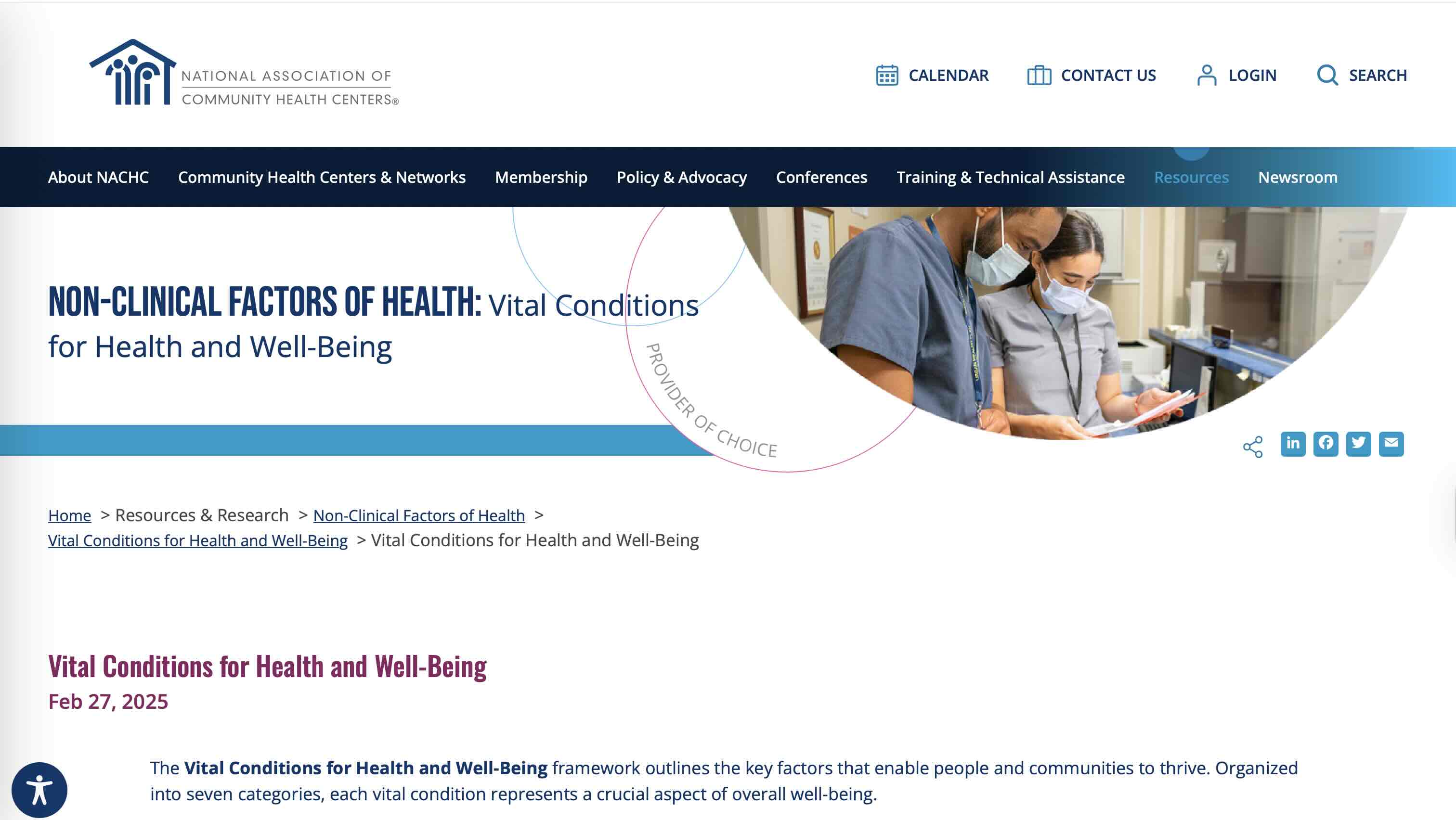 Screenshot of Non-Clinical Factors of Health: Vital Conditions for Health and Well-Being 