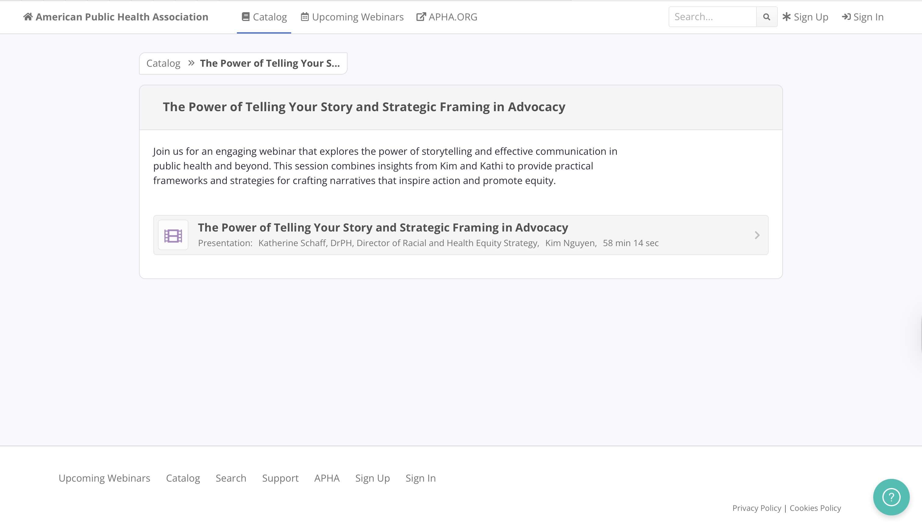 Screenshot of The Power of Telling Your Story and Strategic Framing in Advocacy