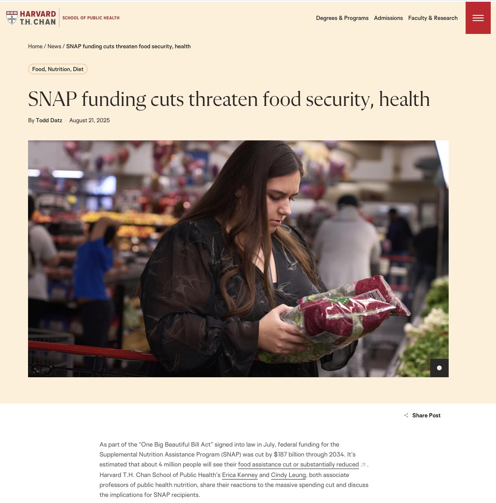 Screenshot of What You Need to Know About Funding Cuts to Food Banks, SNAP, and Medicaid