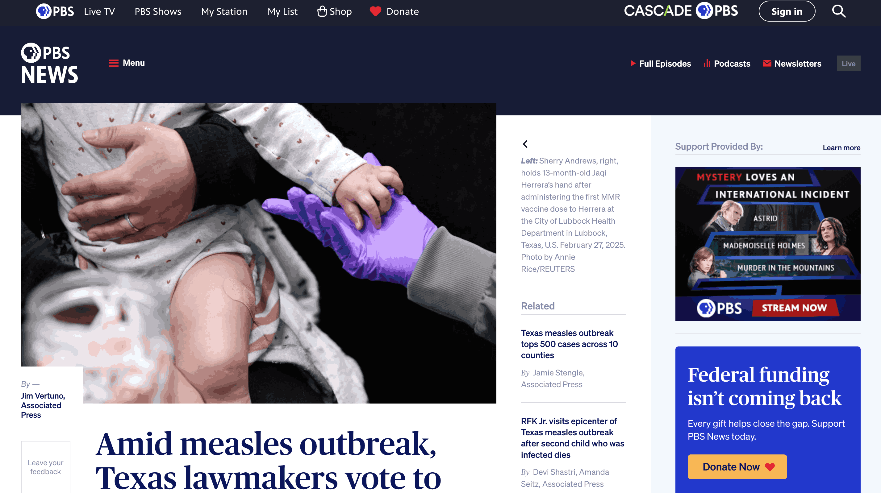 Preview of Amid Measles Outbreak, Texas Lawmakers Vote to Make School Vaccine Exemptions Easier