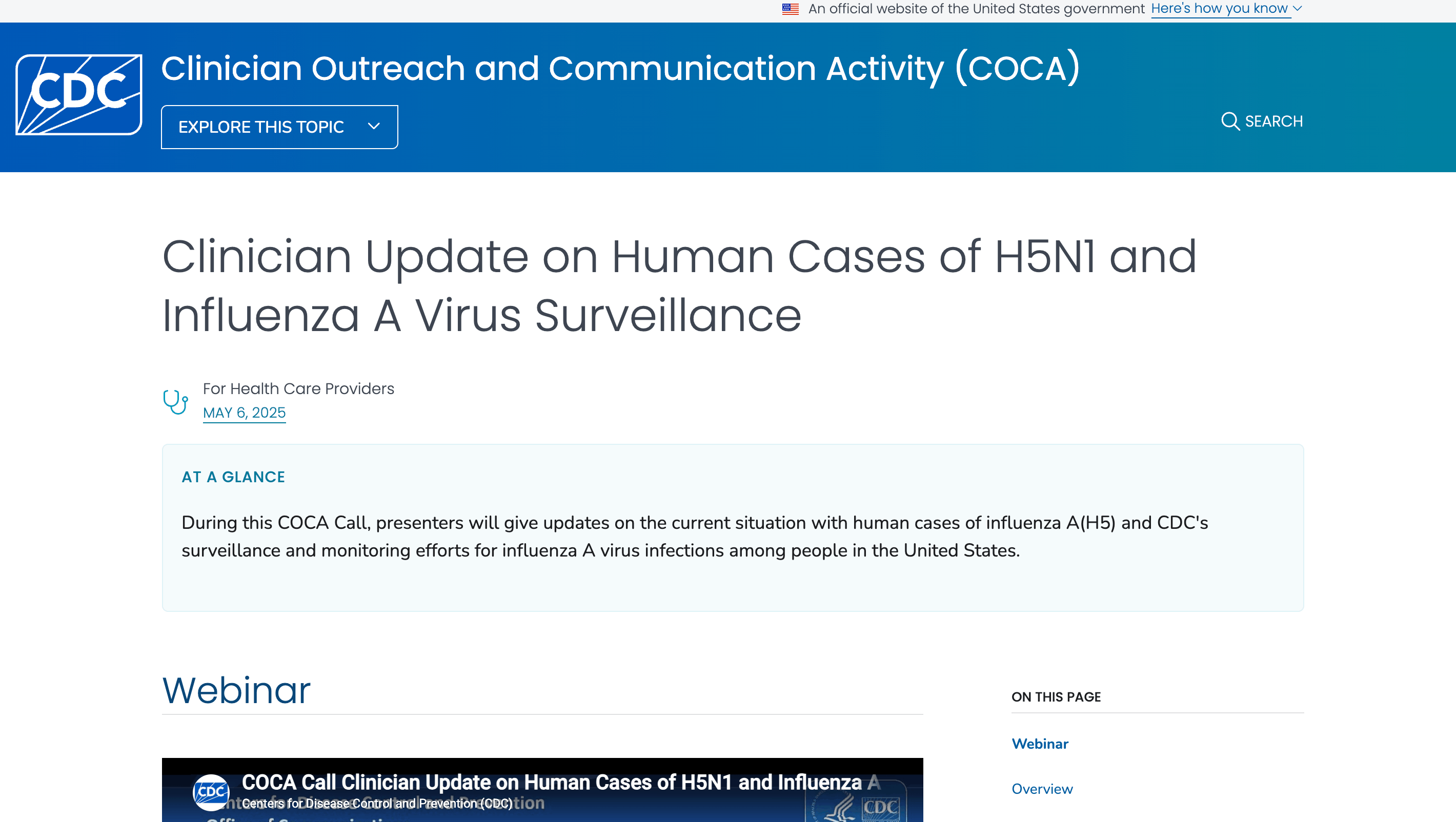 Preview of Clinician Update on Human Cases of H5N1 and Influenza A Virus Surveillance