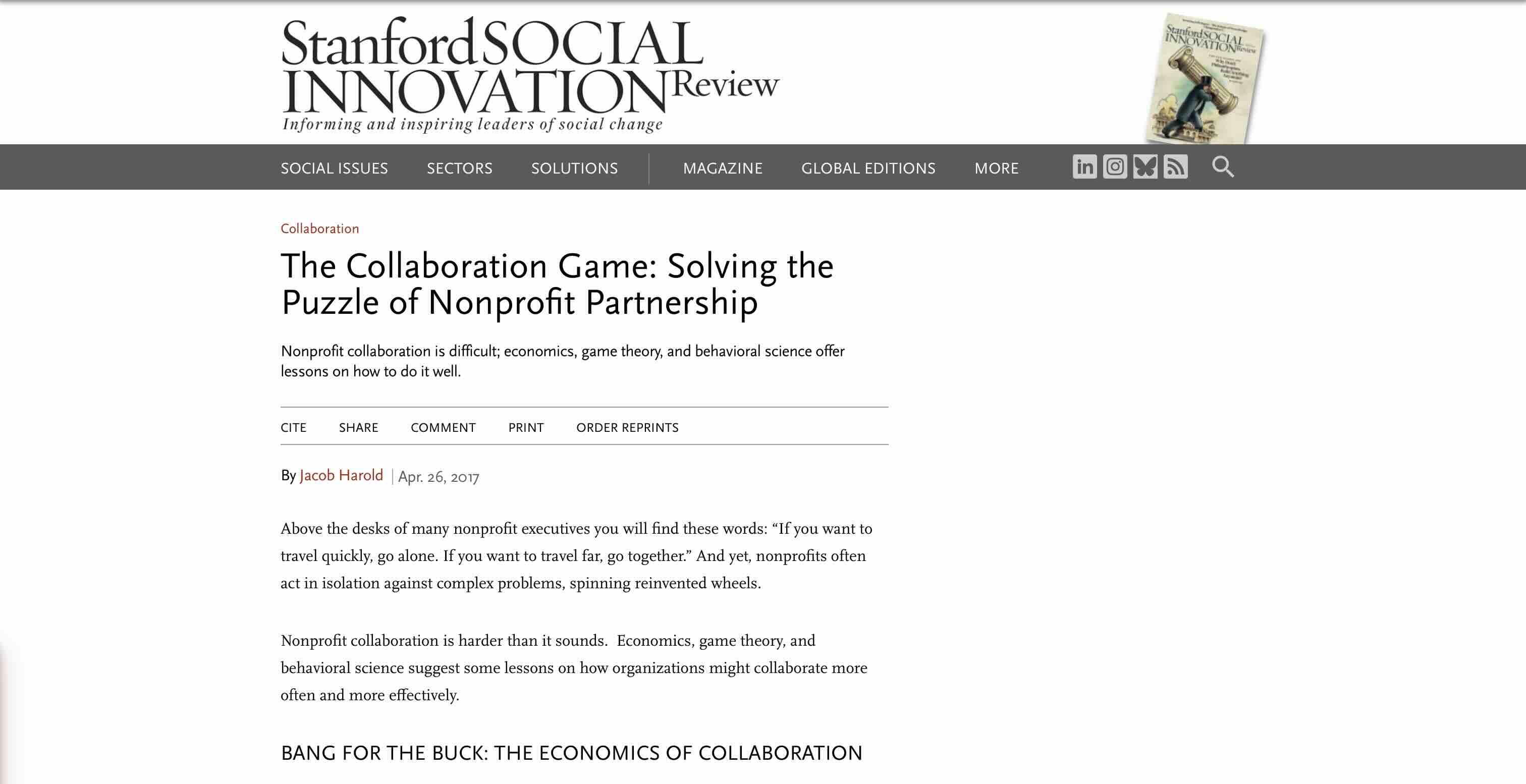 Screenshot of The Collaboration Game: Solving the Puzzle of Nonprofit Partnership