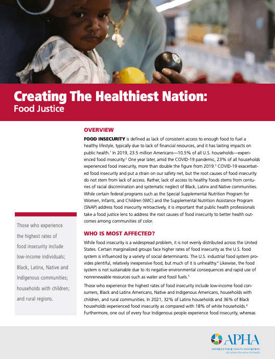 Preview of Creating The Healthiest Nation: Food Justice