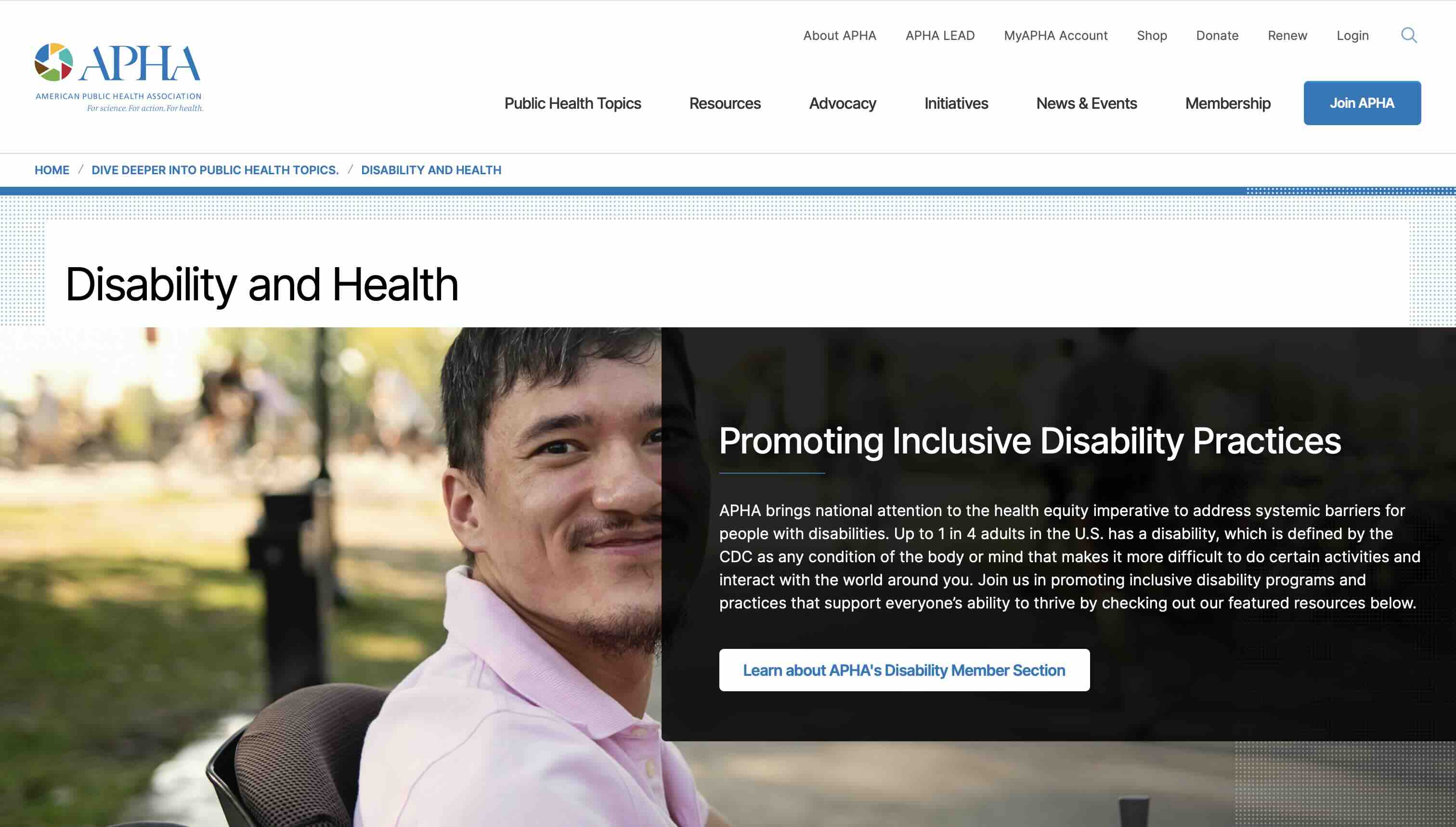 Screenshot of Disability Health