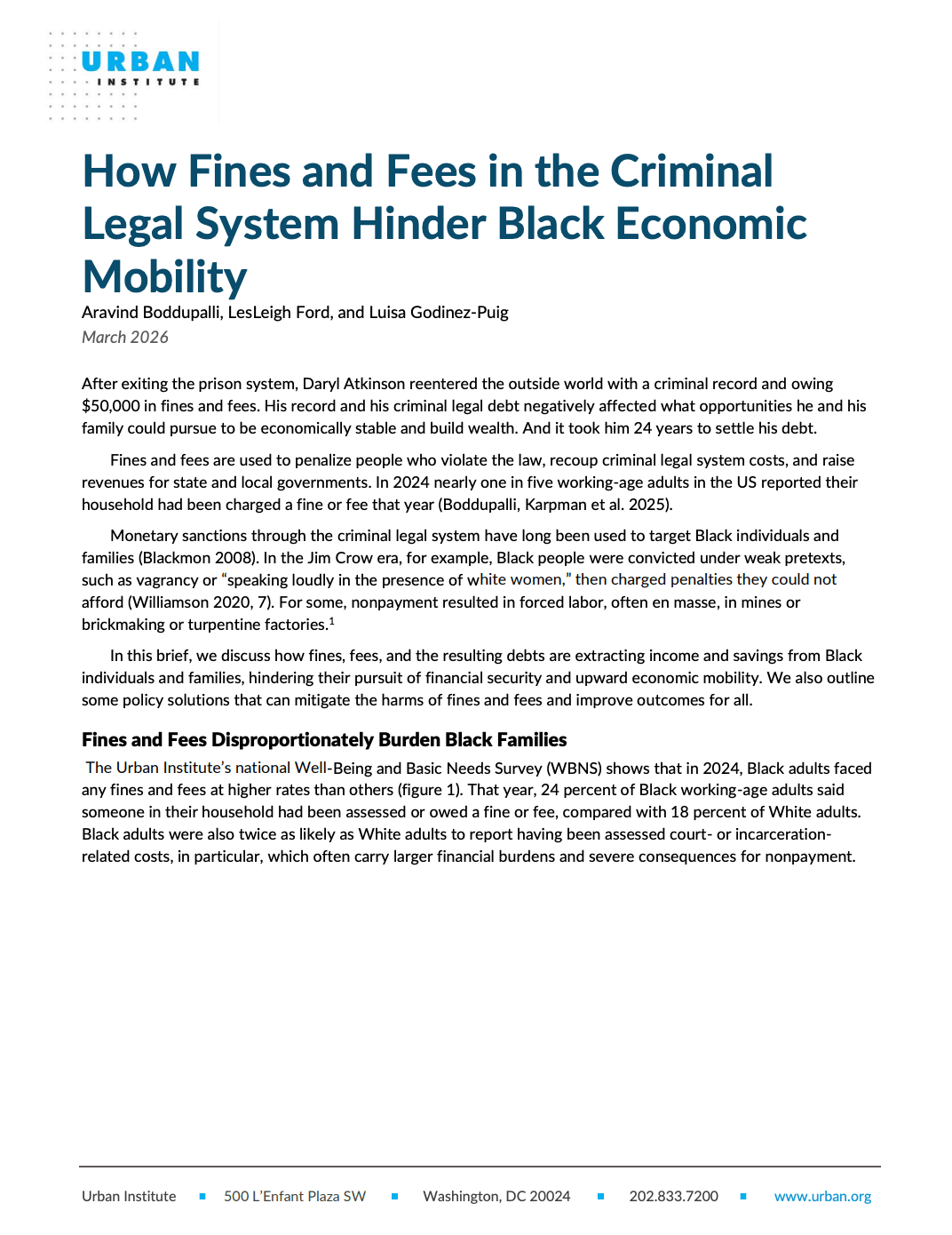 Preview of How Fines and Fees in the Criminal Legal System Hinder Black Economic Mobility
