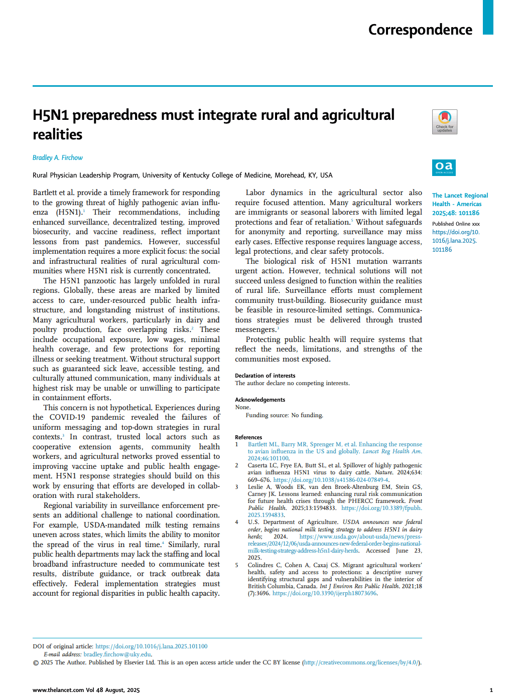 Preview of H5N1 Preparedness Must Integrate Rural and Agricultural Realities