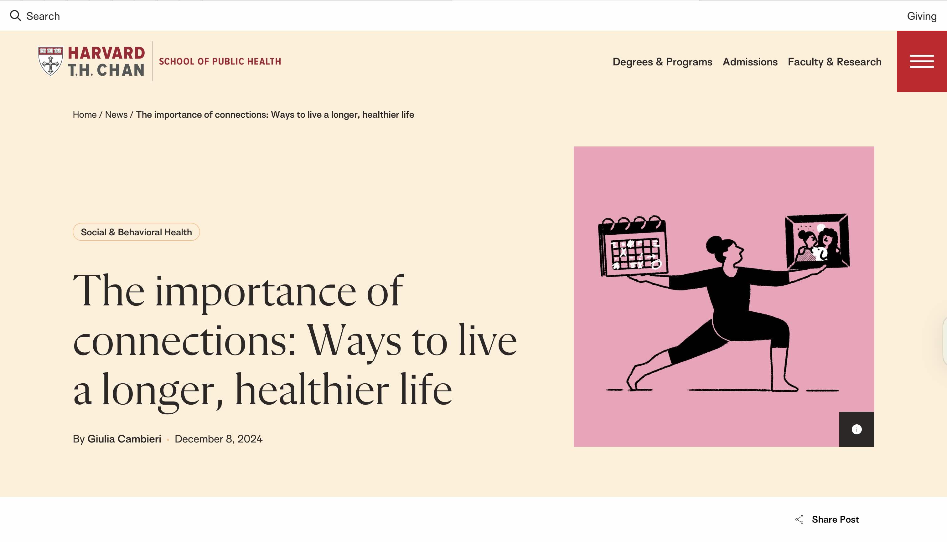 Screenshot of The Importance of Connections: Ways to Live a Longer, Healthier Life