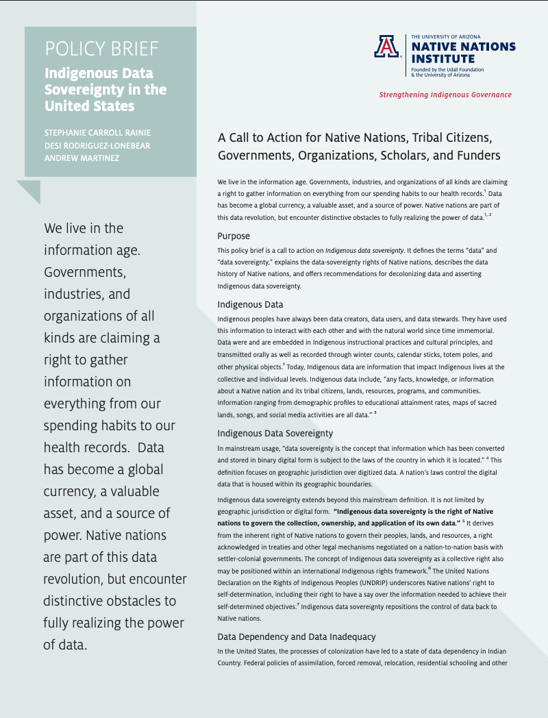 Preview of Indigenous Data Sovereignty in the United States