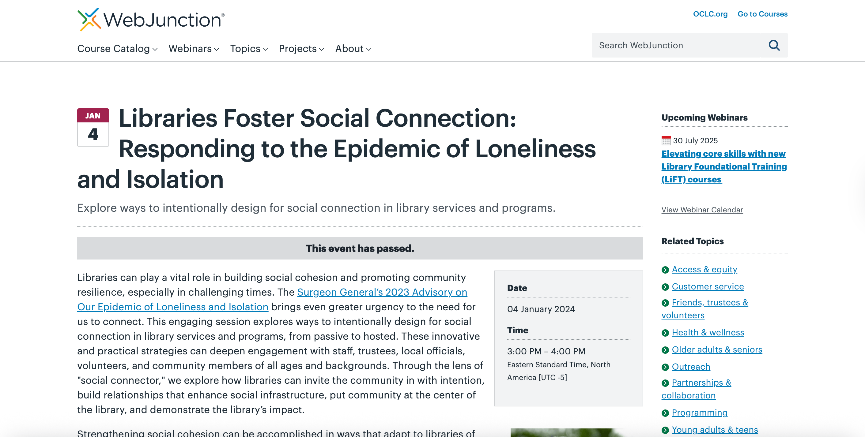 Preview of Libraries Foster Social Connection: Responding to the Epidemic of Loneliness and Isolation