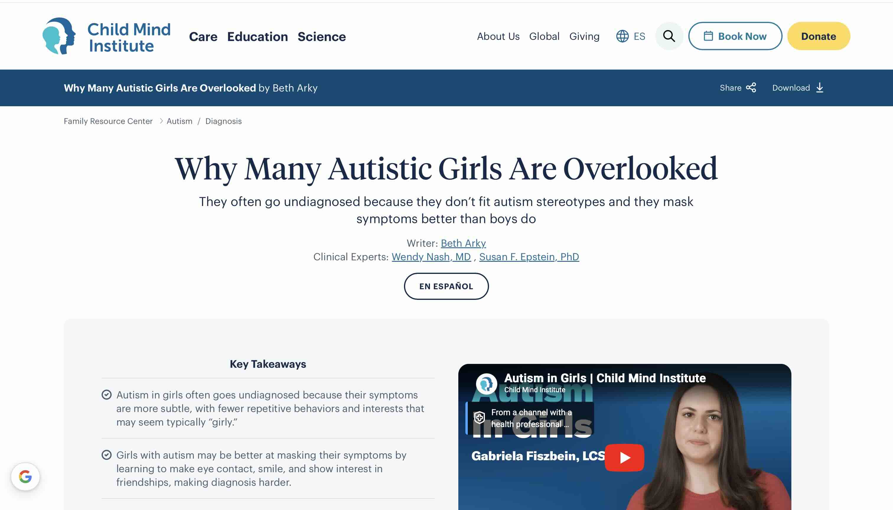 Screen shot of Why Many Autistic Girls Are Overlooked