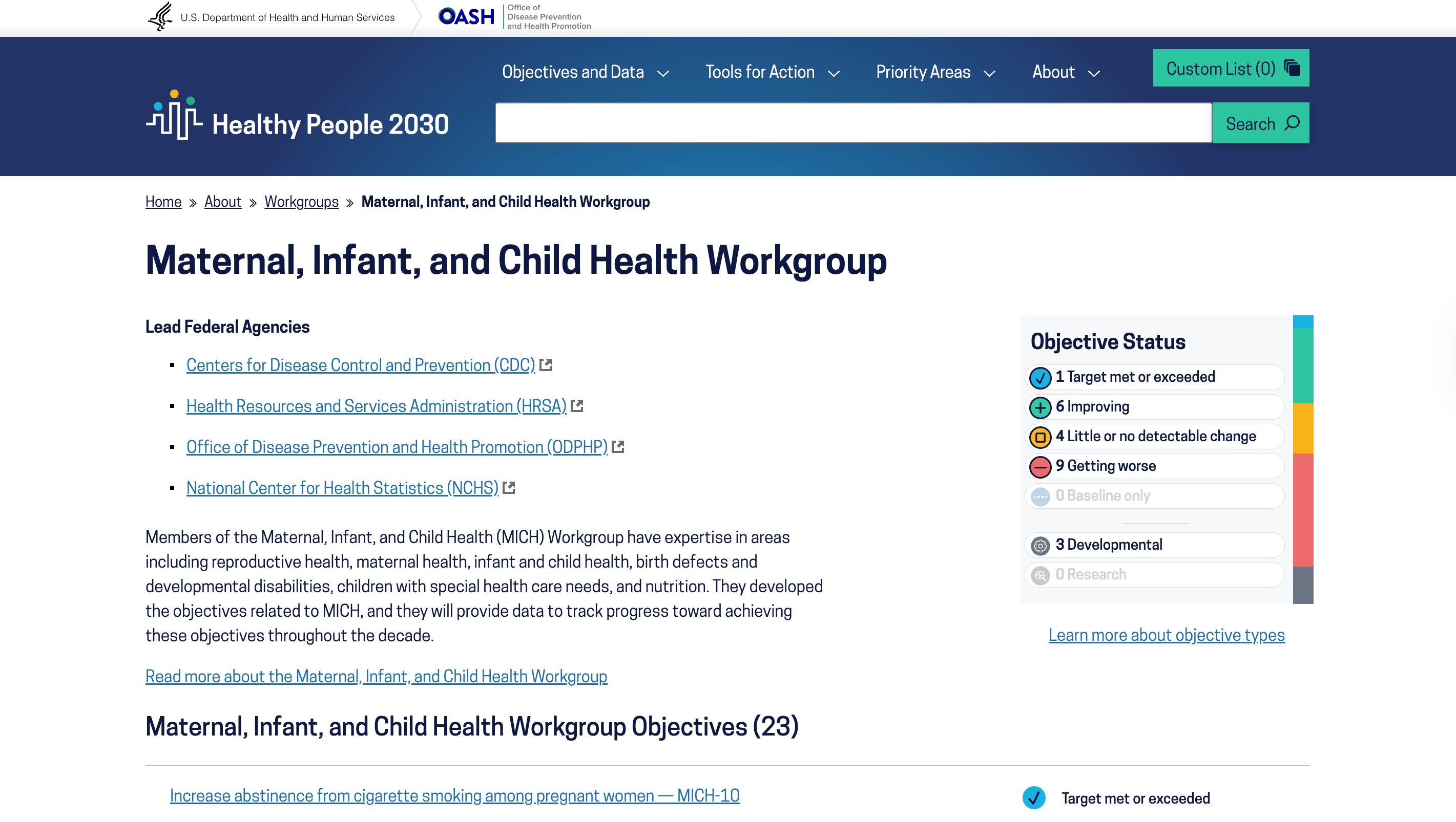 Preview of Maternal, Infant, and Child Health Workgroup