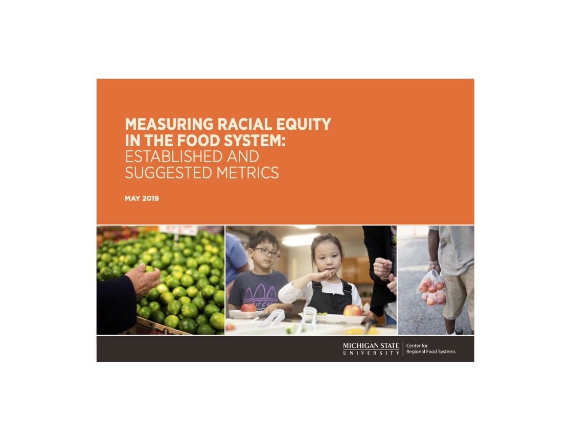 Screen grab of Measuring Racial Equity in the Food System: Established and Suggested Metrics