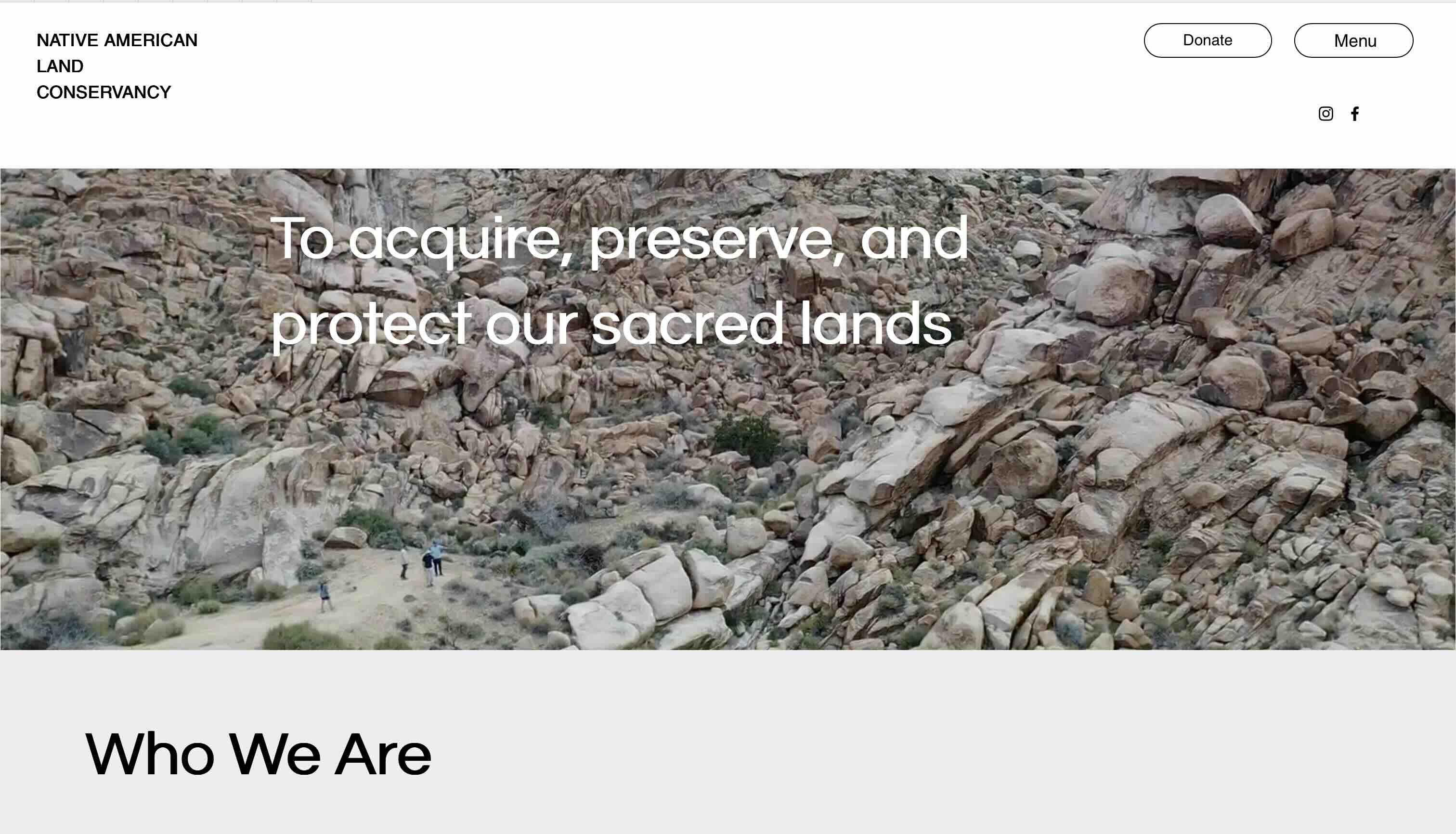 Screenshot of Native American Land Conservancy