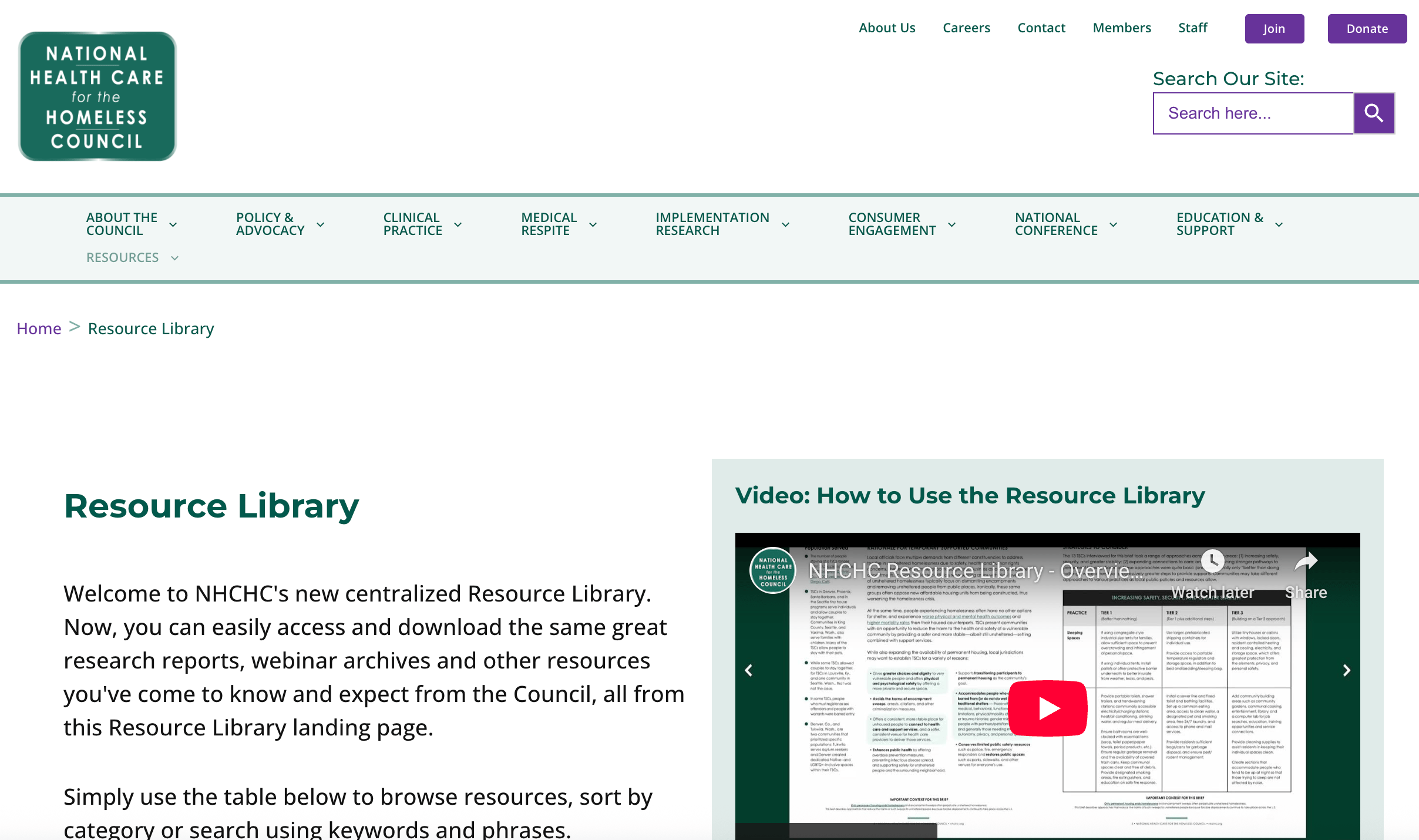 Preview of National Health Care for the Homeless Council Resource Library