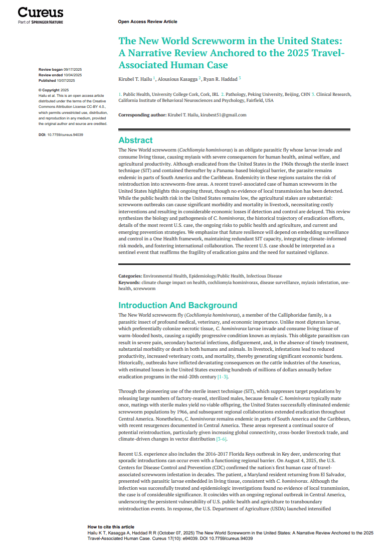 Preview of The New World Screwworm in the United States: A Narrative Review Anchored to the 2025 Travel-Associated Human Case