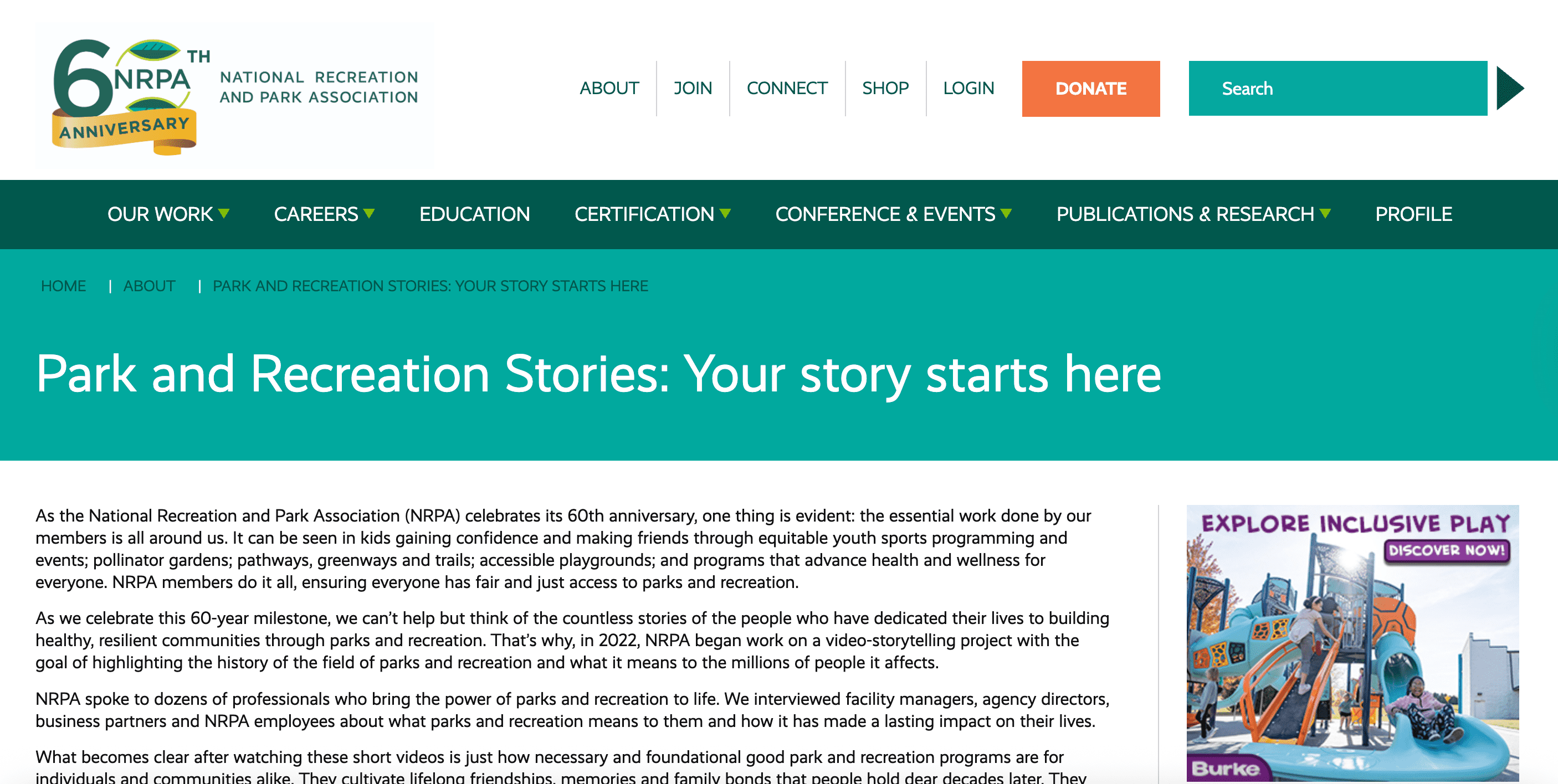 Preview of Park and Recreation Stories: Your Story Starts Here