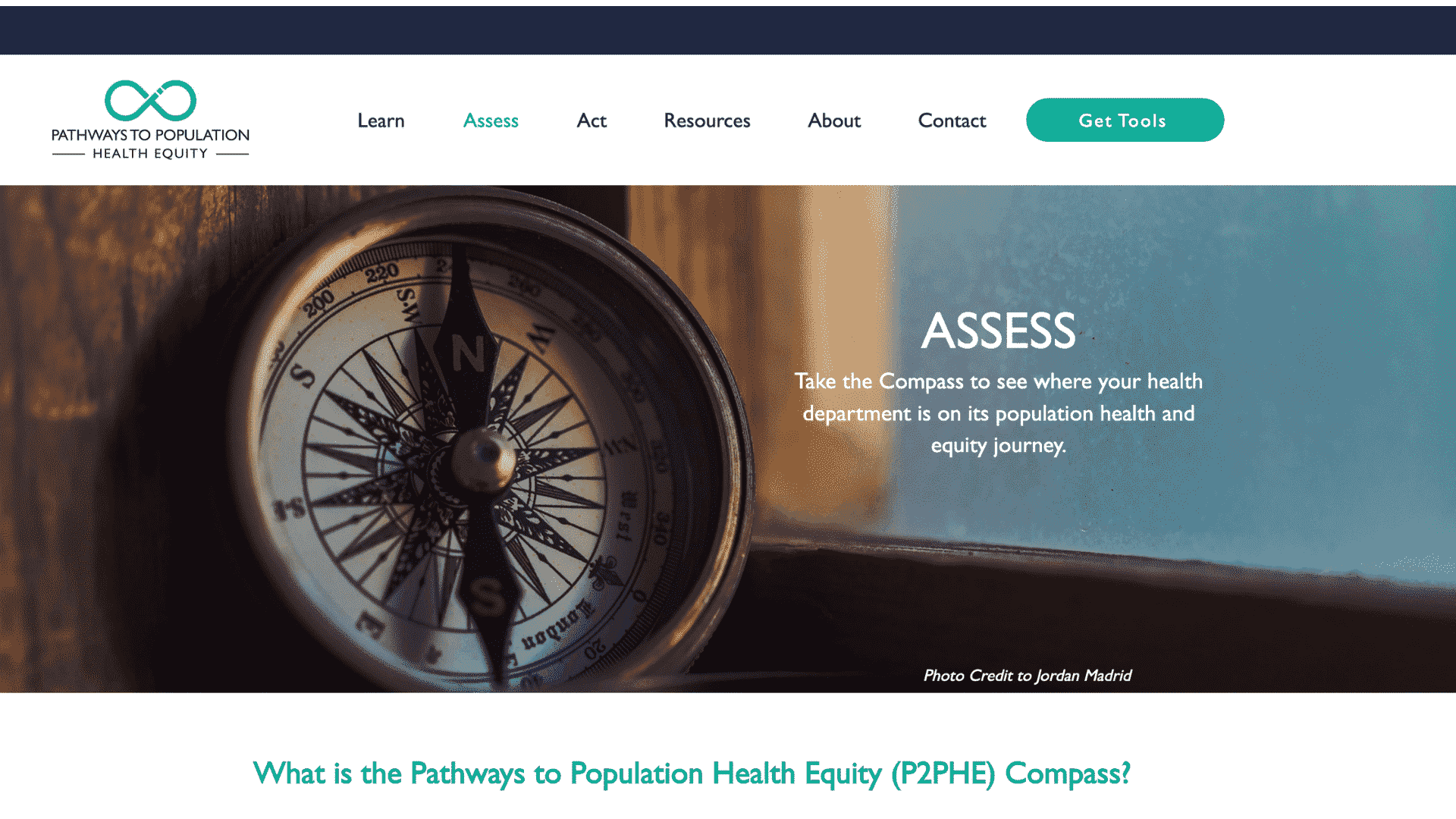 Screen grab of Pathways to Population Health Equity Compass