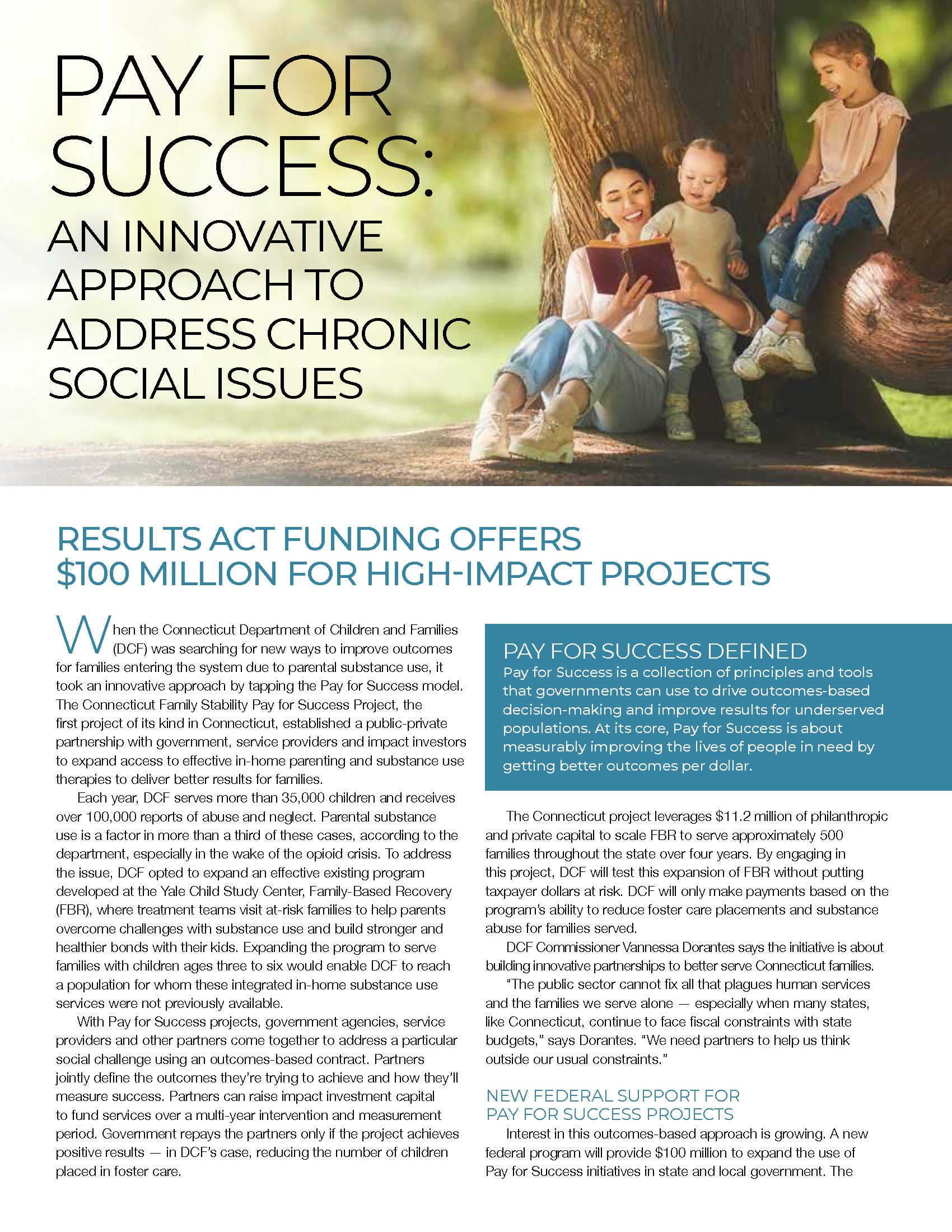 First page of Pay For Success: An Innovative Approach To Address Chronic Social Issues