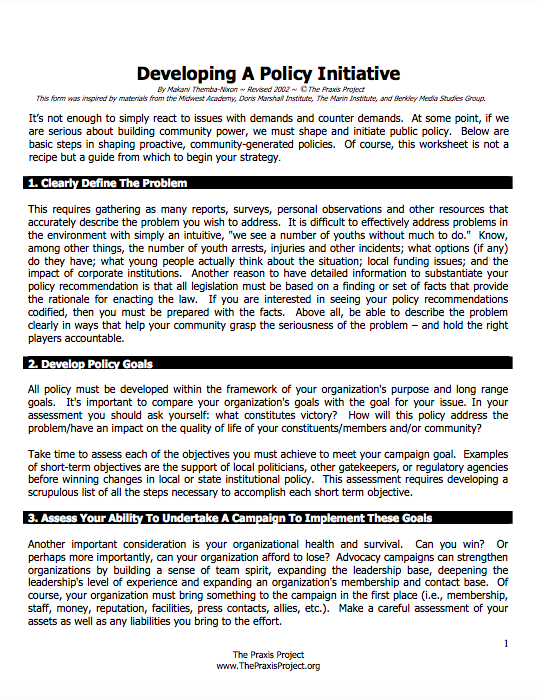 Developing A Policy Initiative - Community Commons