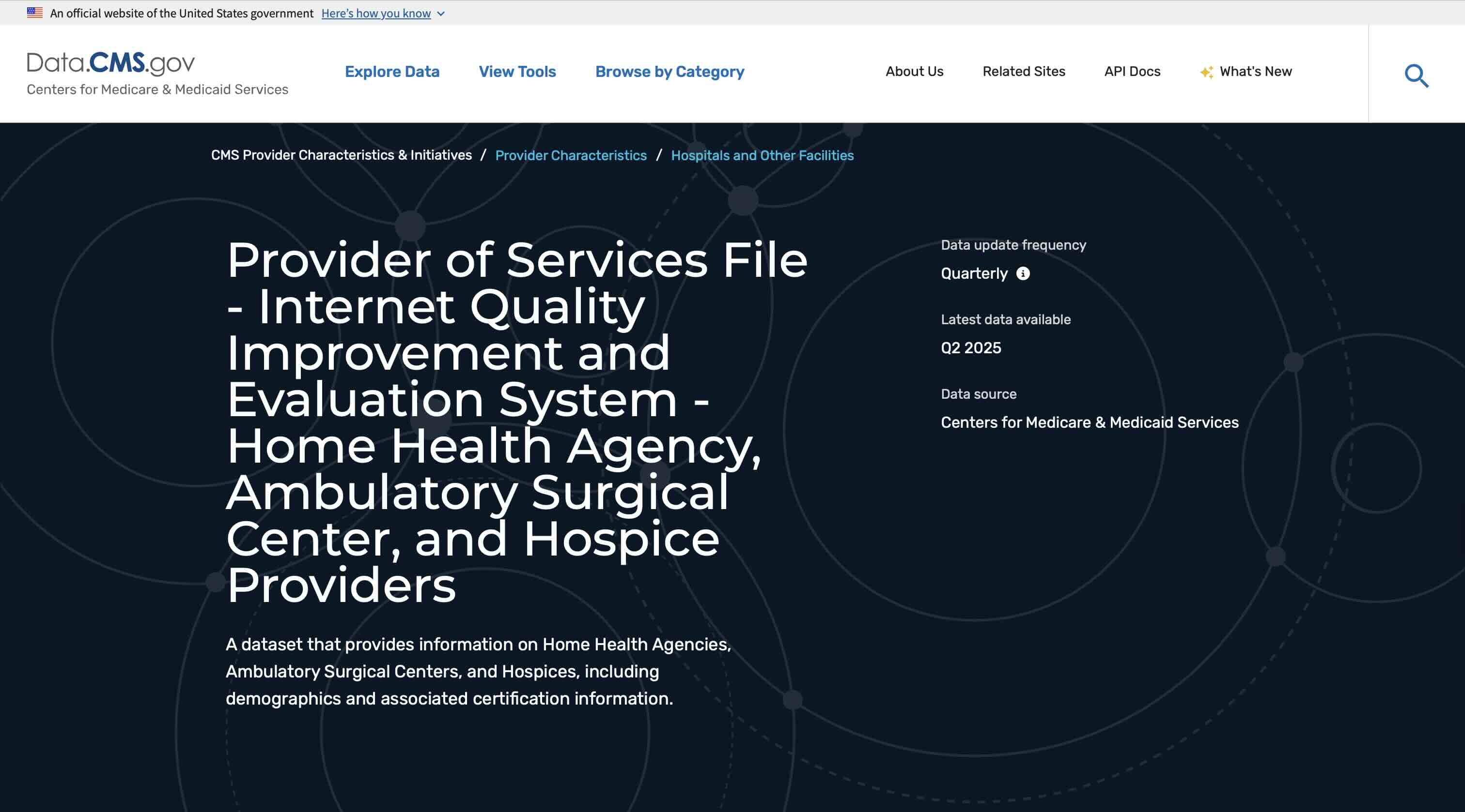 Screen grab of Provider of Services File