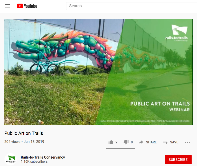 Screen grab of Public Art on Trails