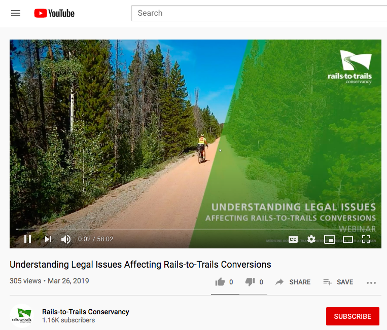 Screen grab of Understanding Legal Issues Affecting Rails-to-Trails Conversions