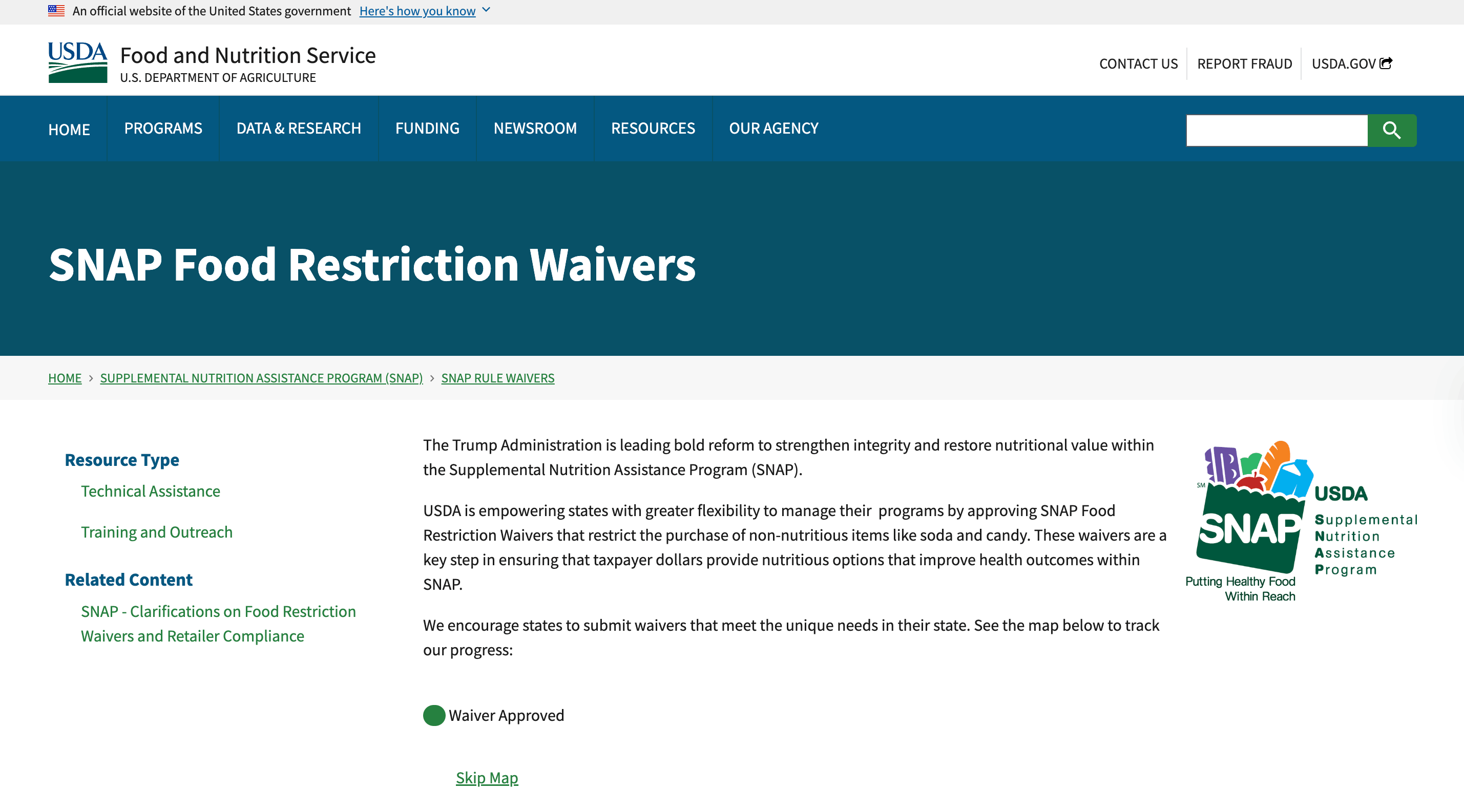 Preview of SNAP Food Restriction Waivers