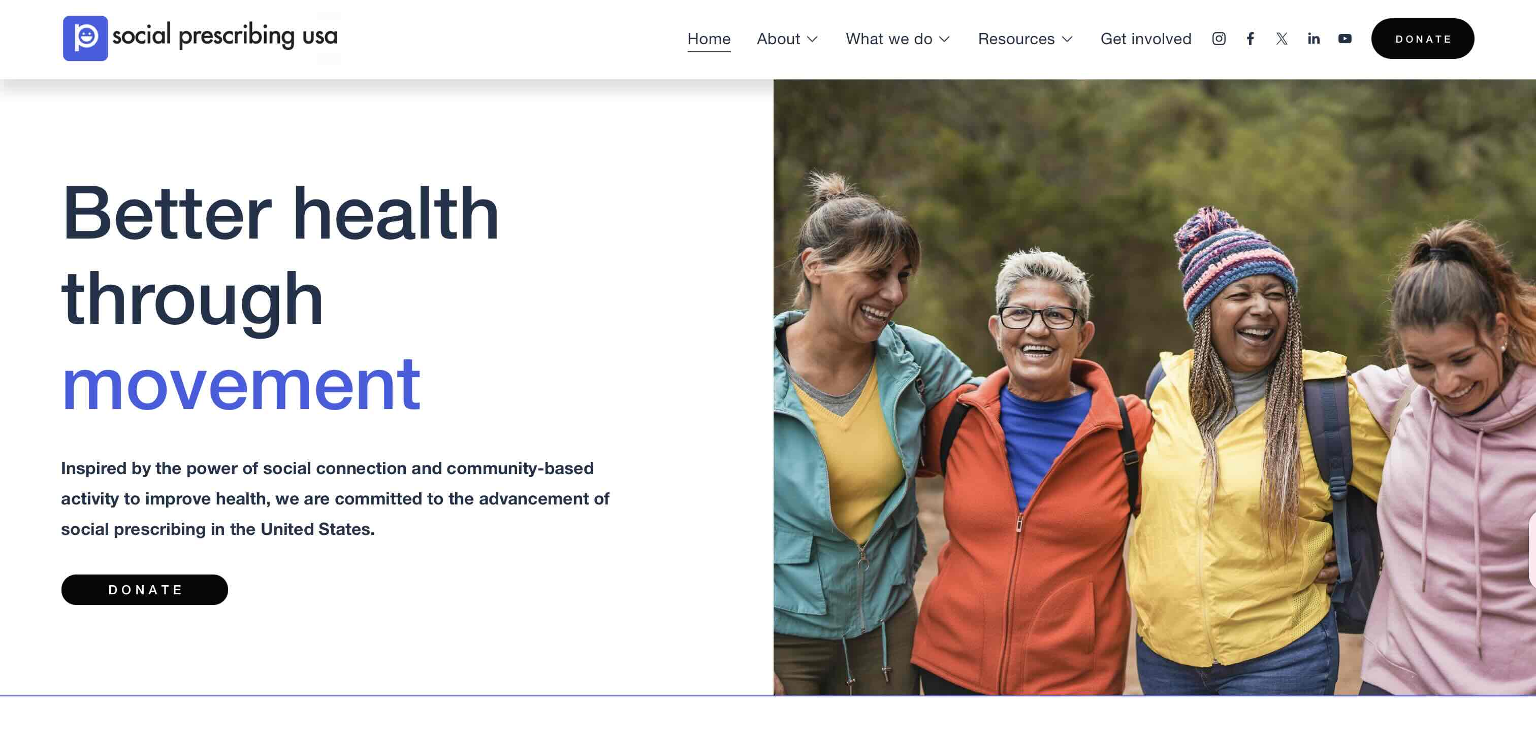 Screenshot of Social Prescribing USA