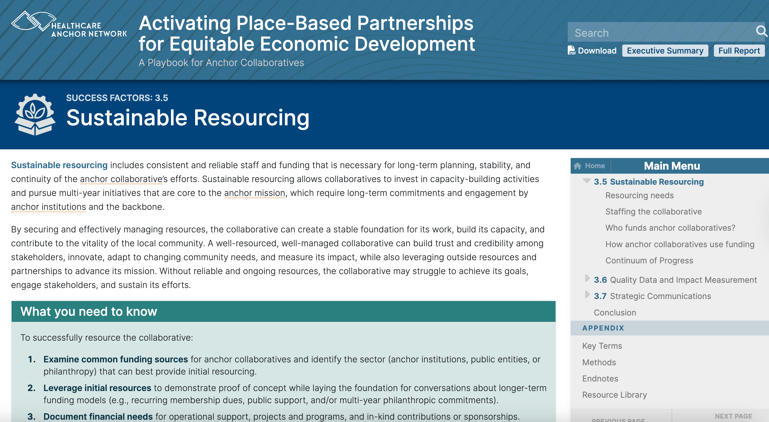 Preview of Sustainable Resourcing: A Playbook for Anchor Collaboratives