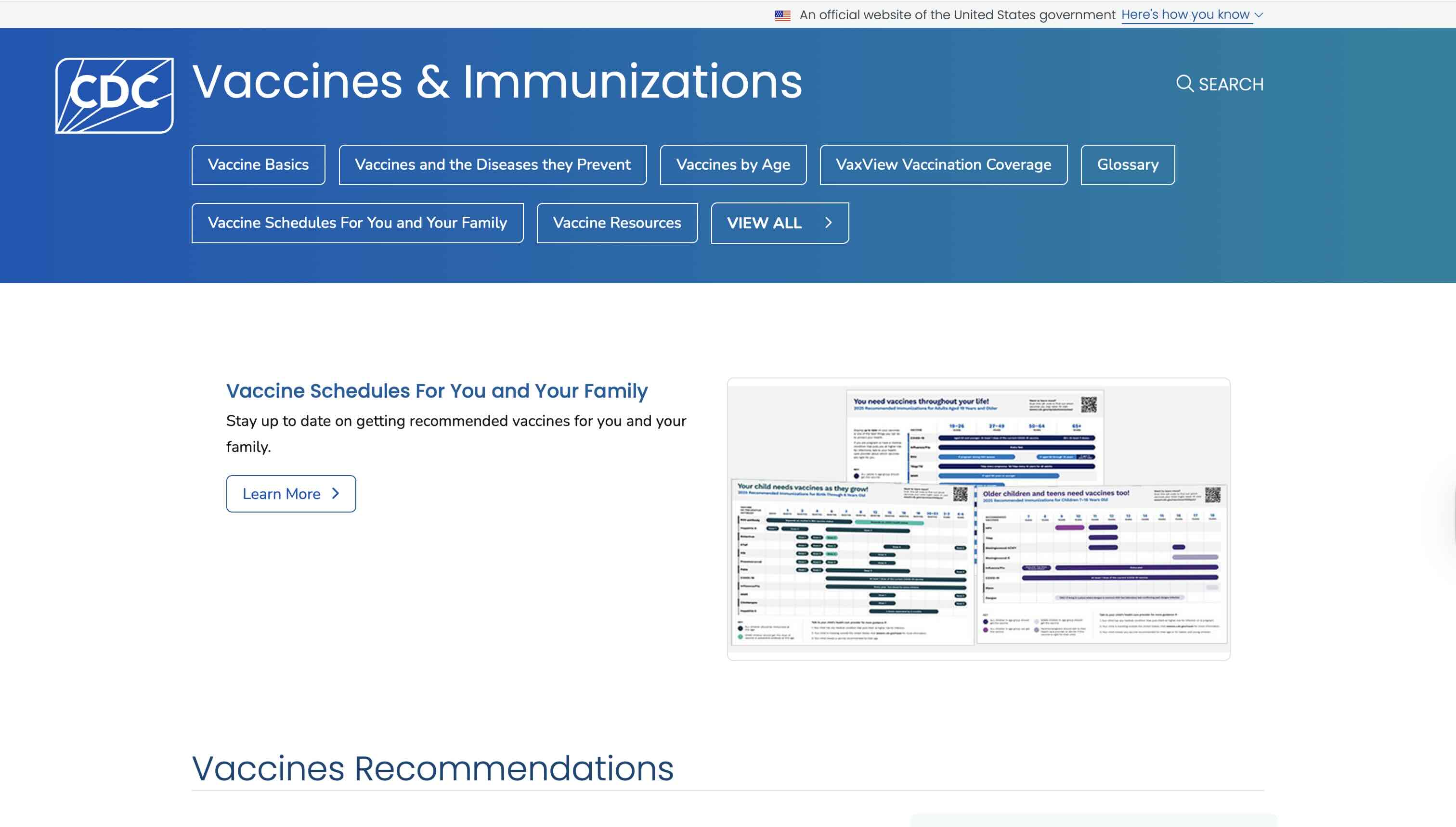 Screen capture of Child and Adolescent Vaccine Assessment Tool